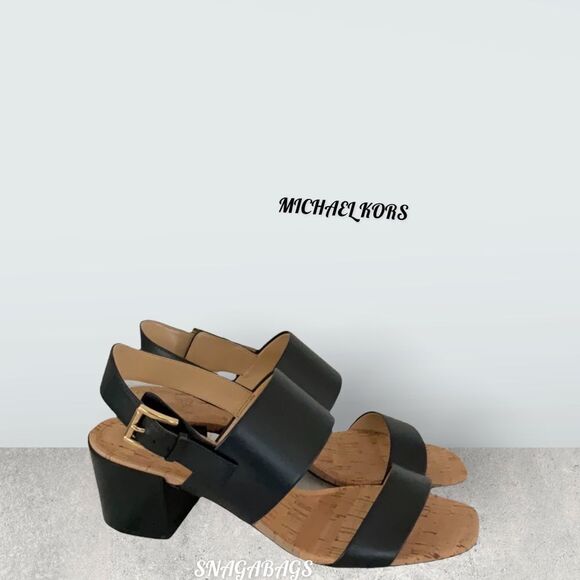 MICHAEL KORS NEW IN BOX BLACK LEATHER SLIP ON SANDAL SHOES SIZE 8M - Picture 2 of 8